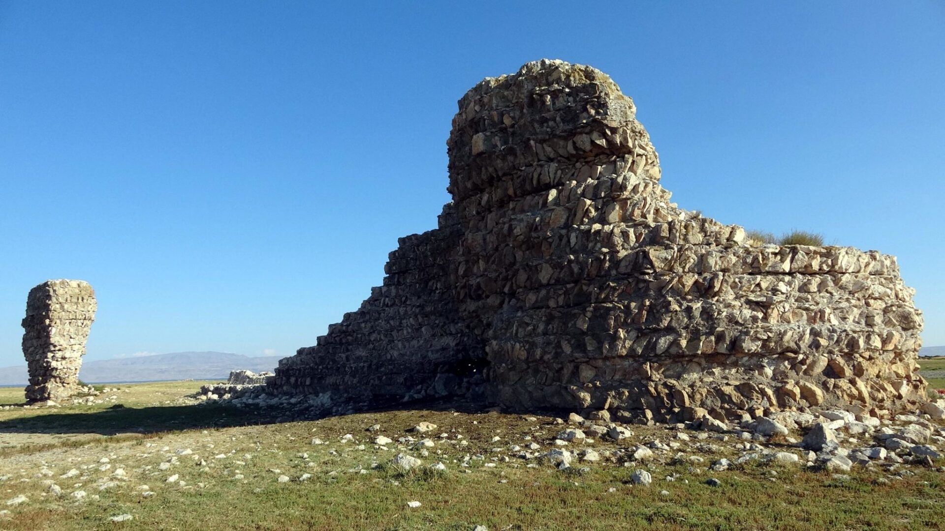 Remains Of An Ancient Armenian Fortress Have Emerged From Under Lake Van In Turkey.