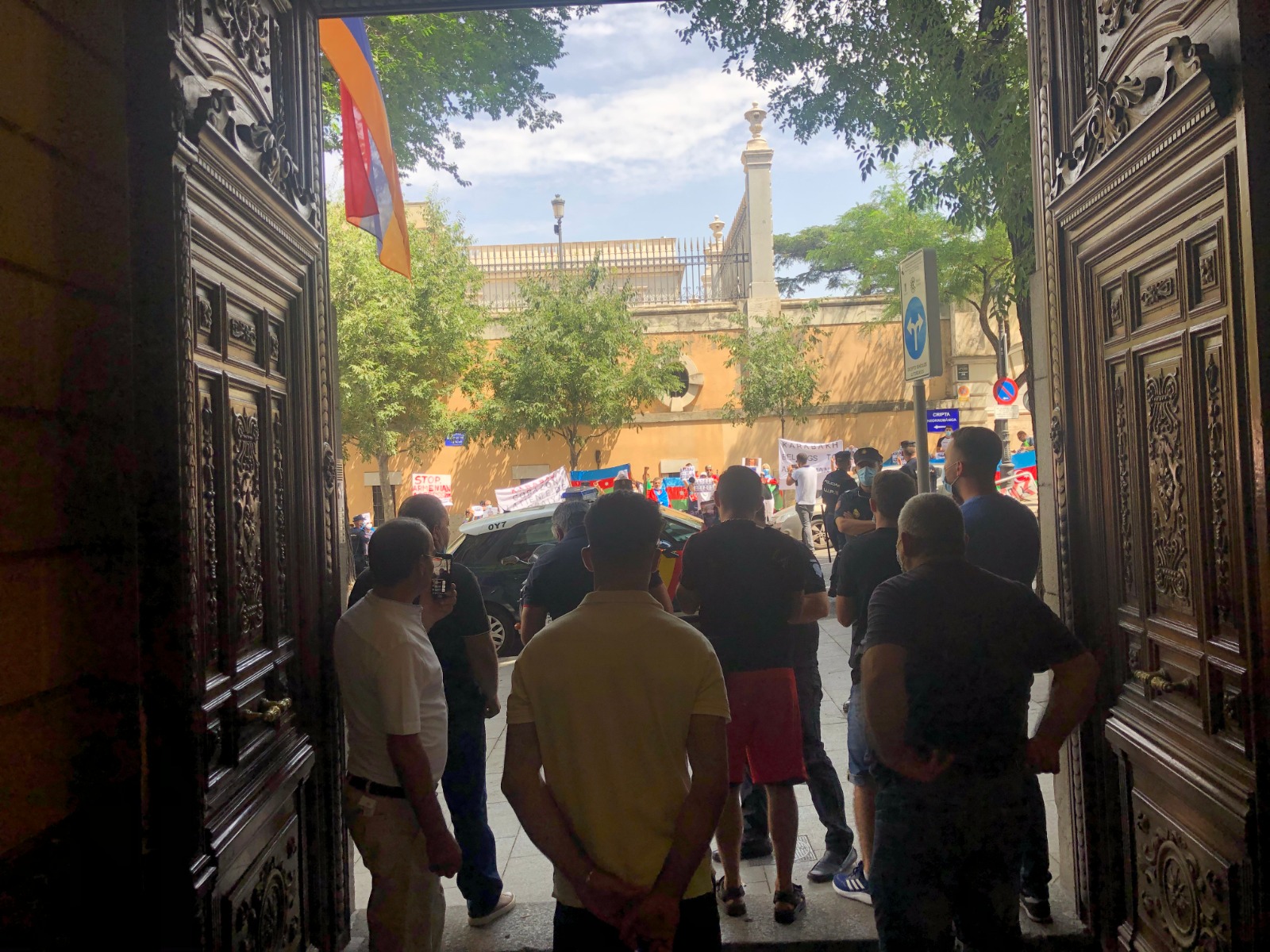 Azeris Protest At Armenian Embassy In Madrid, Spain.