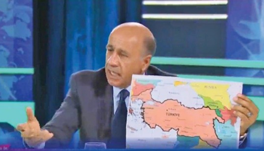 Former Turkish General Shows Erdogan's Neo-Ottoman Goals With Map Showing Parts Of Armenia & Other Countries As Turkey.