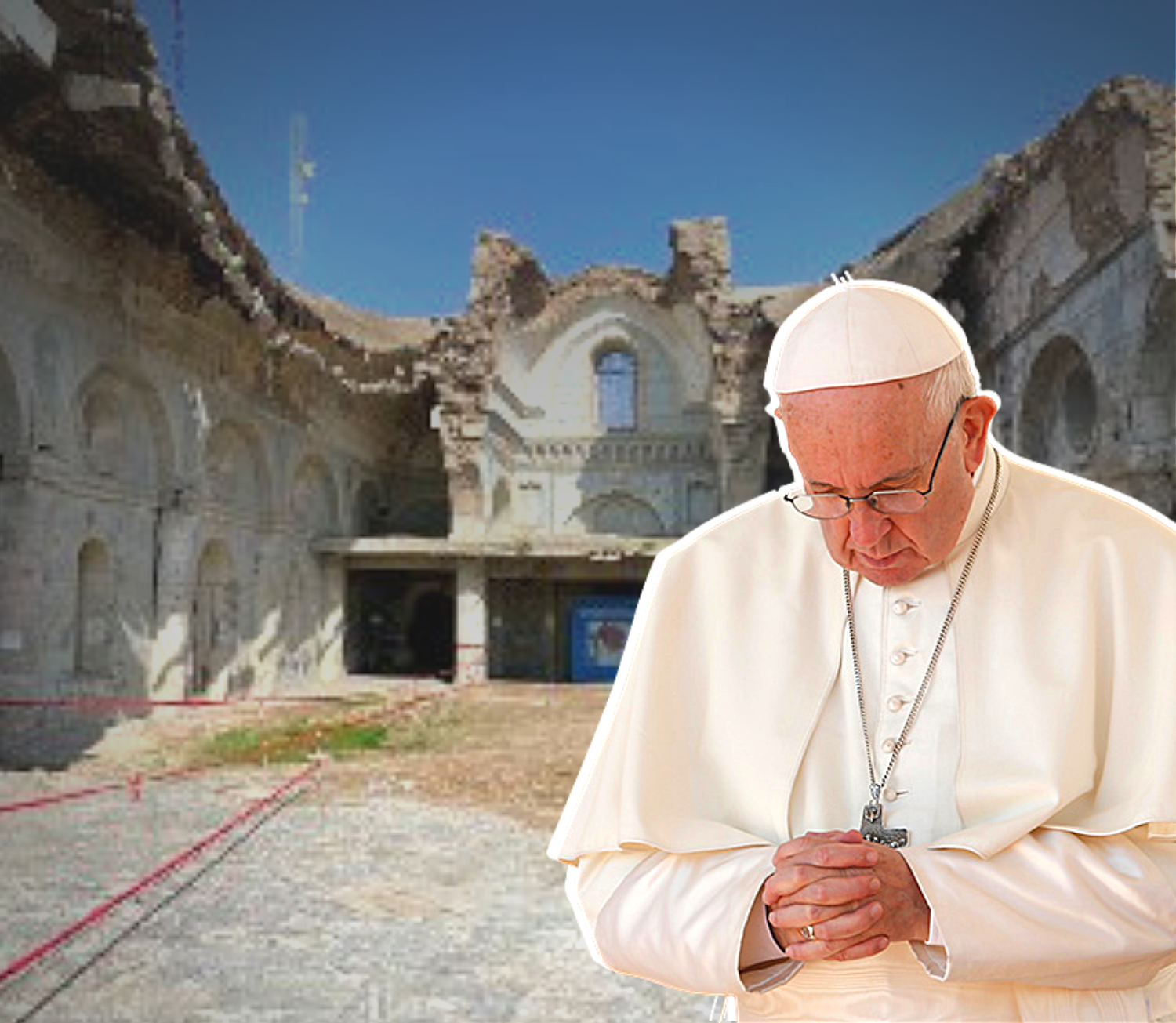 Pope Francis Visits Destroyed Armenian Church In Iraq's Mosul.