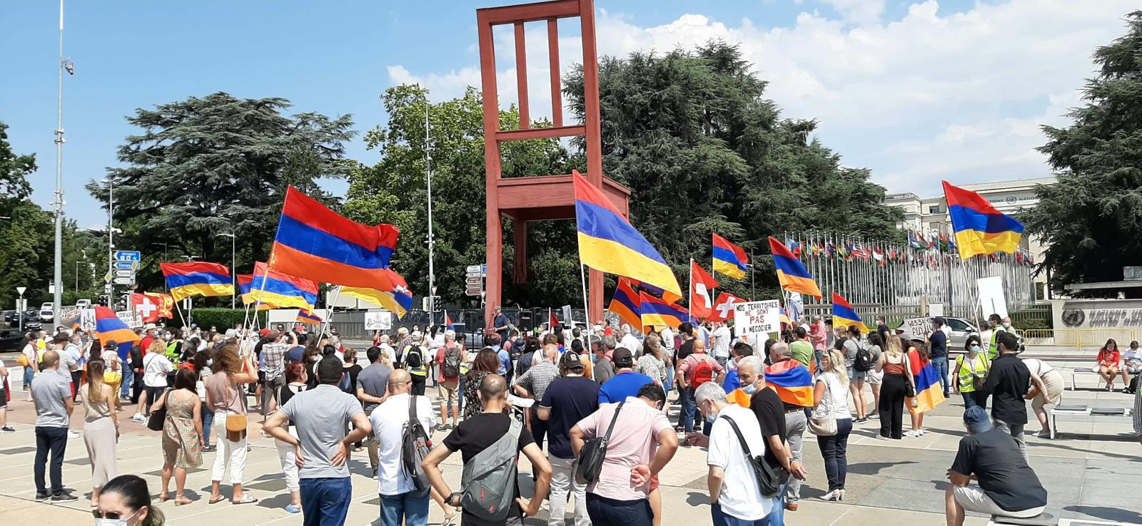 Armenian Community Of Switzerland Conducts Peaceful Rally In Front Of UN Office In Geneva.