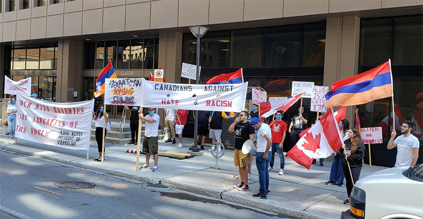 Armenian Youth In Canada Protest In Front Of The Azerbaijani Embassy.