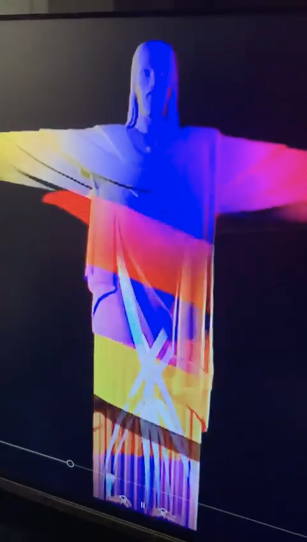 Statue Of Jesus Christ In Rio Lights Up With Colors Of Armenian Flag.