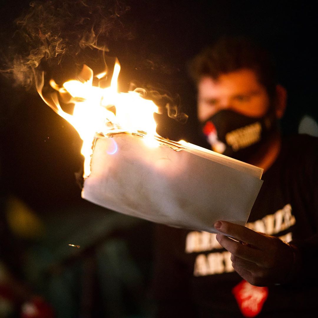 REPORT: AYF Members On Hunger Strike Burn OSCE Minsk Group's Statement That Calls On Both Sides To Deescalate.