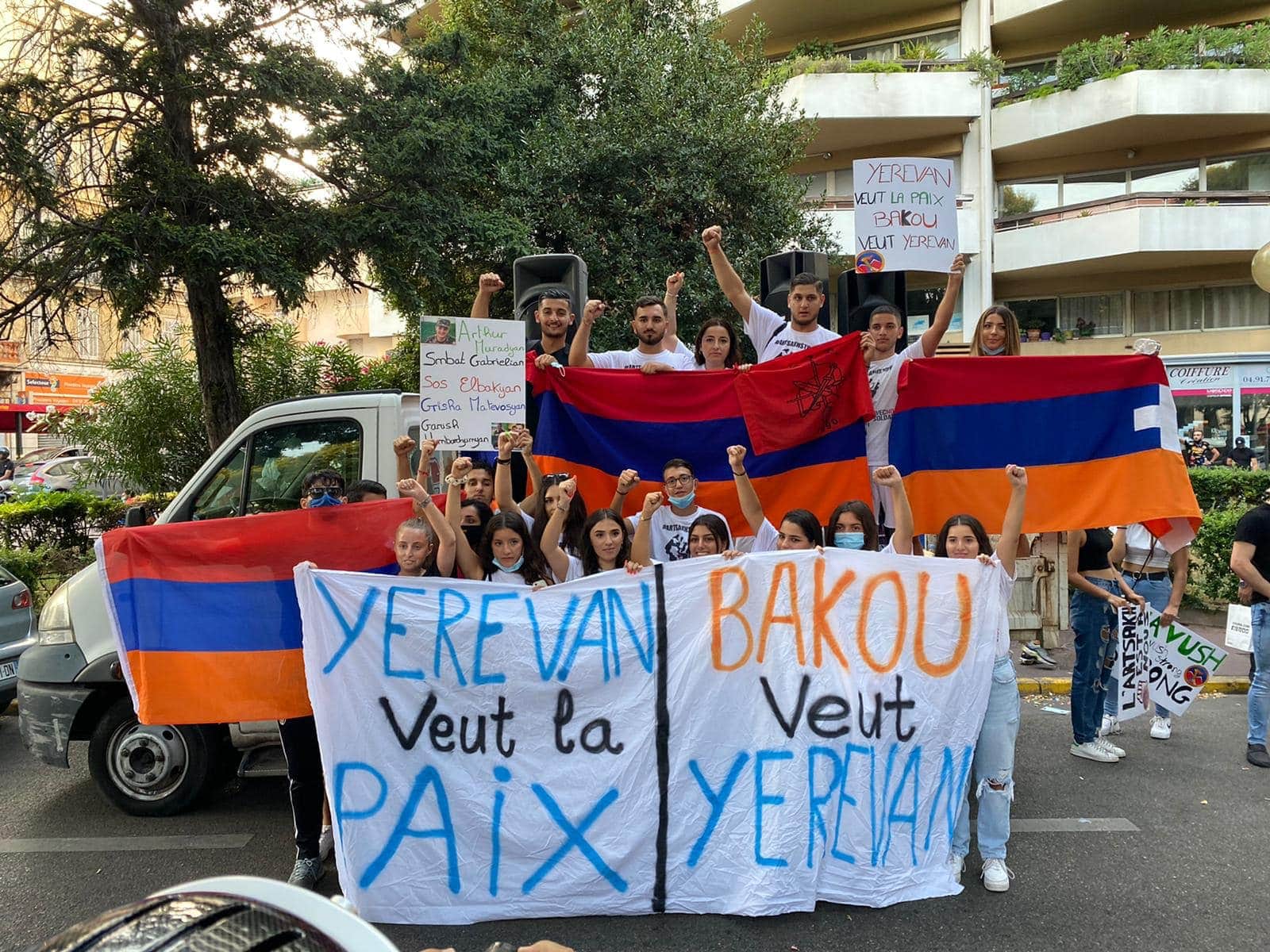 Armenian Youth In Marseille Protest Against Azeri Aggression.