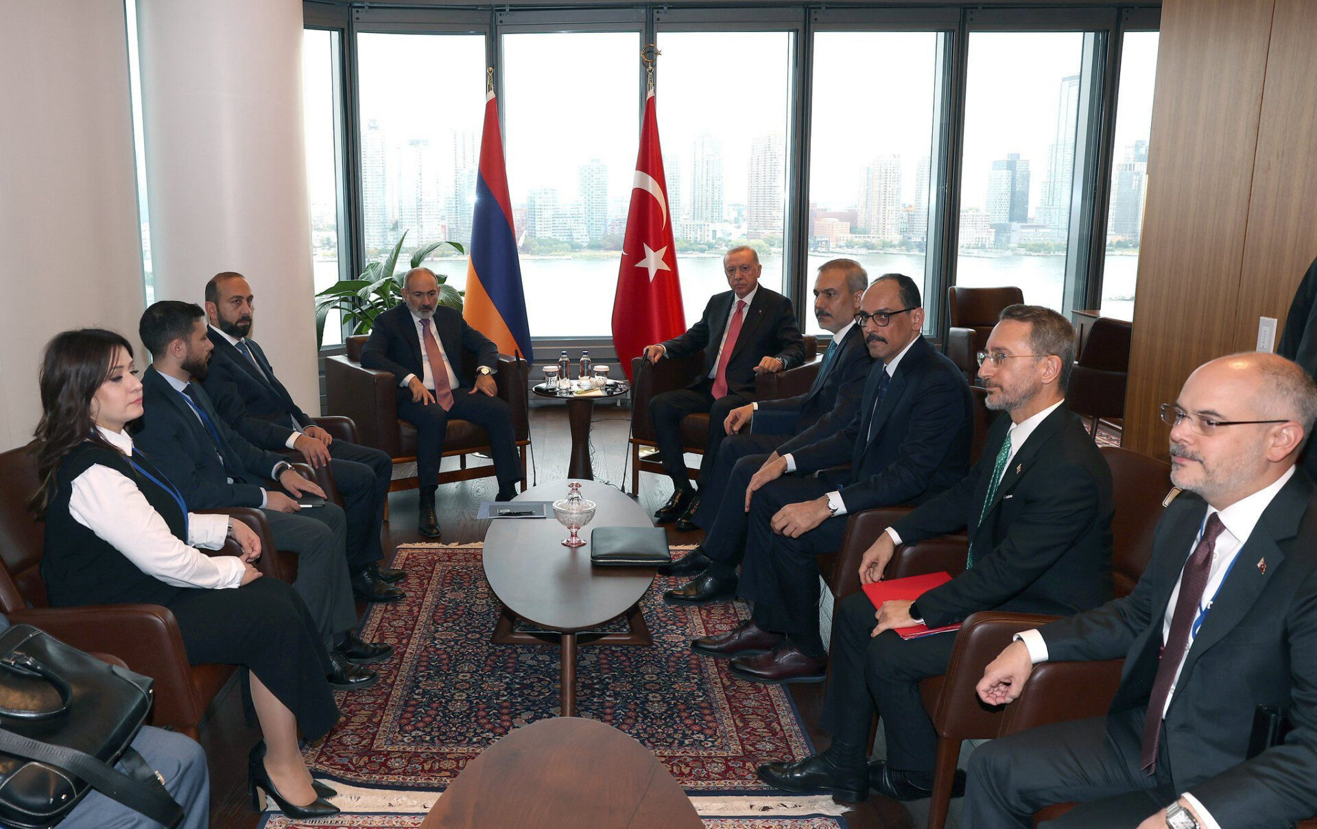 Turkey's President Erdogan Meets Armenia's PM Pashinyan At Turkish House In New York